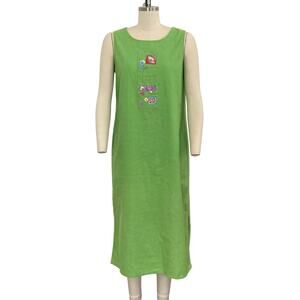 Sag Harbor Lime Green Linen/Cotton Maxi Dress